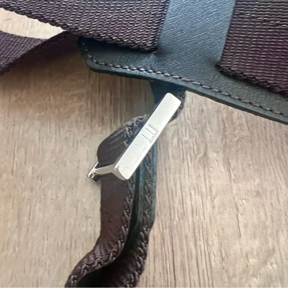 Dunhill Shoulder Sling Bag Canvas‎ Leather Crossbody Orange Black Made In Italy